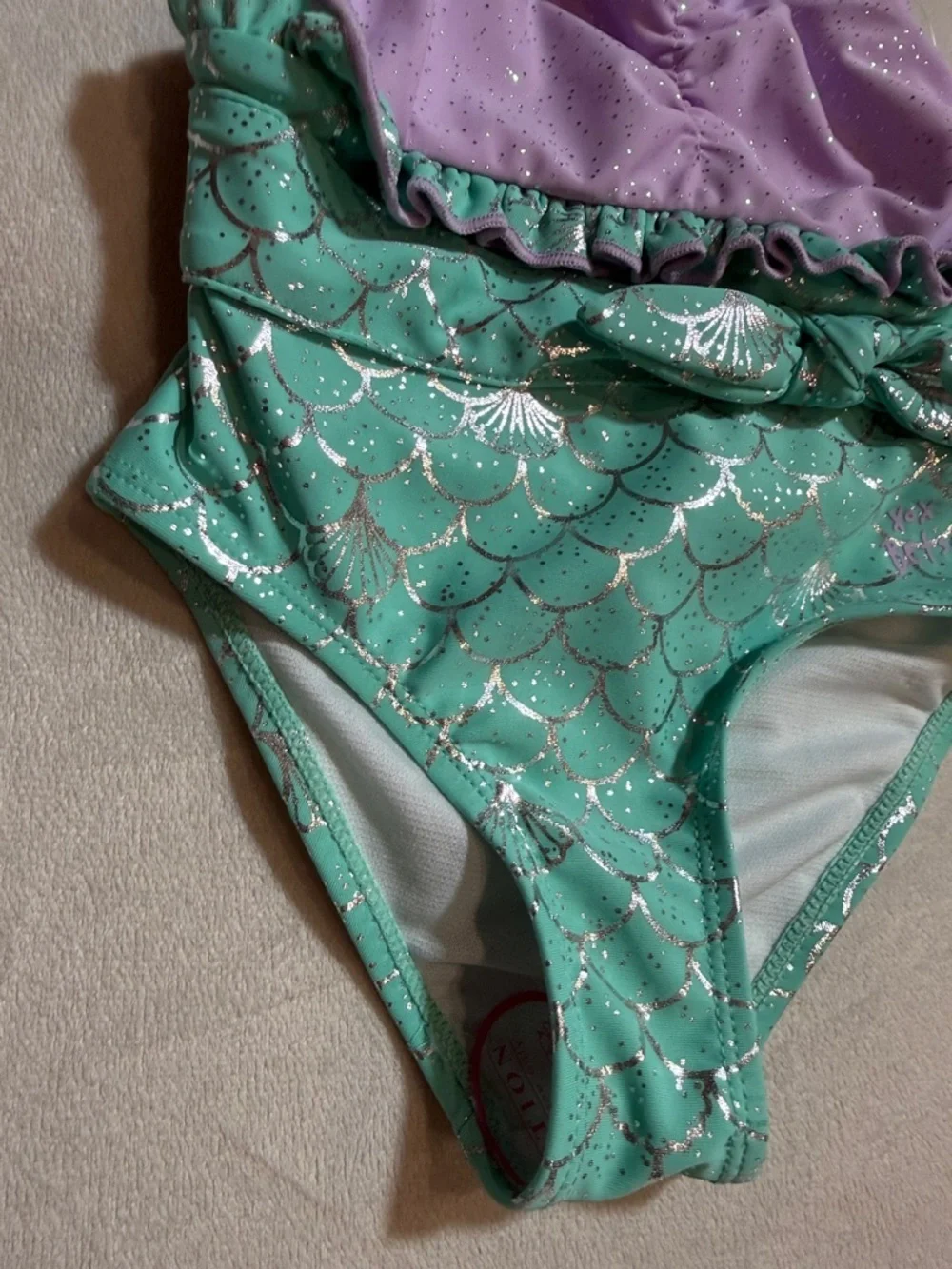 NWT Betsey Johnson Girls Lavender and Aqua Mermaid Scale One-Piece Swimsuit